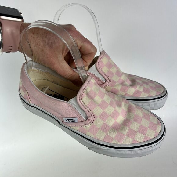 VANS Classic Slip-On Shoes Women 6 Pink Checkerboard Canvas Elastic Side Comfort - Picture 10 of 12